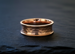 Hammered Forge Men's Wedding Band - Detailed Close-Up