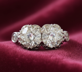 Toi et Moi Ring - Zoomed Crisp on Dark Raspberry Velvet