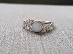 The Dogwood Opal center Engagement Ring (Bezel)